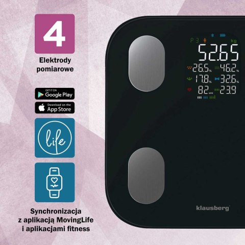 ANALITYCZNA WAGA ŁAZIENKOWA SMART IOS ANDROID KLAUSBERG KB-7854 ANALITYCZNA WAGA ŁAZIENKOWA SMART IOS ANDROID KLAUSBERG KB-7854