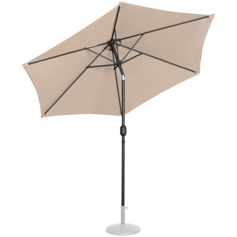 Parasol ogrodowy tarasowy okrągły uchylny z korbką śr. 270 cm kremowy Parasol ogrodowy tarasowy okrągły uchylny z korbką śr. 270 cm kremowy