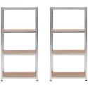 Regał magazynowy metalowy 4 półki 320 kg 80 x 40 x 160 cm szary 2 szt.