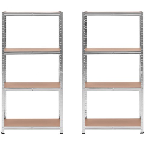 Regał magazynowy metalowy 4 półki 320 kg 80 x 40 x 160 cm szary 2 szt. Regał magazynowy metalowy 4 półki 320 kg 80 x 40 x 160 cm szary 2 szt.