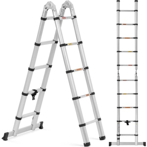 Drabina teleskopowa składana z aluminium 12 stopni 0.85-1.85/3.8 m Drabina teleskopowa składana z aluminium 12 stopni 0.85-1.85/3.8 m