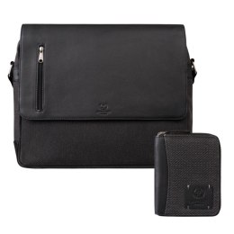 Portfel męski skórzany pionowy AY-06-BL i torba męska na laptopa AY-02-BL zestaw ZUP-140