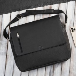 Portfel męski skórzany pionowy AY-06-BL i torba męska na laptopa AY-02-BL zestaw ZUP-140