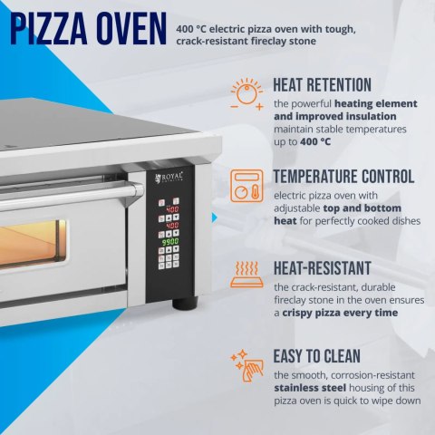 Piec do pizzy elektryczny z szamotem na 4 pizze śr. 33 cm 230 V 4200 W Piec do pizzy elektryczny z szamotem na 4 pizze śr. 33 cm 230 V 4200 W