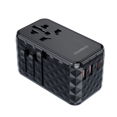 Adapter ładowarka podróżna EU / US / AUS / UK 2x USB-C 2x USB-A 100W - czarny Adapter ładowarka podróżna EU / US / AUS / UK 2x USB-C 2x USB-A 100W - czarny