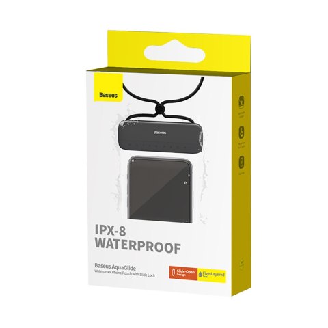Etui wodoodporne na telefon 7.2'' AquaGlide IPX8 z systemem Slide Lock - czarne Etui wodoodporne na telefon 7.2'' AquaGlide IPX8 z systemem Slide Lock - czarne
