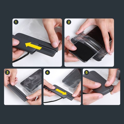 Etui wodoodporne na telefon 7.2'' AquaGlide IPX8 z systemem Slide Lock - czarne Etui wodoodporne na telefon 7.2'' AquaGlide IPX8 z systemem Slide Lock - czarne