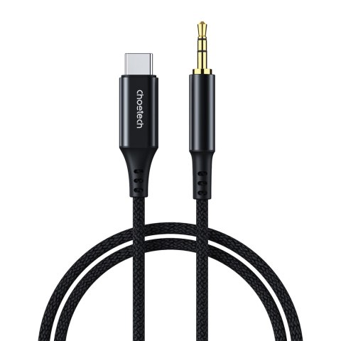 Kabel przewód audio AUX USB-C - mini jack 3.5mm 1m - czarny Kabel przewód audio AUX USB-C - mini jack 3.5mm 1m - czarny