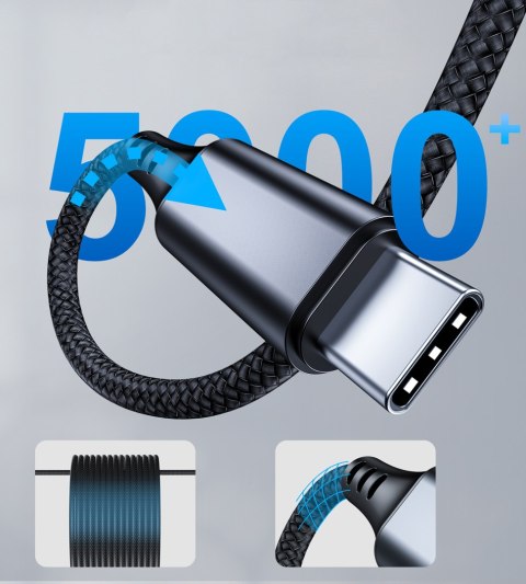 Kabel przewód audio AUX USB-C - mini jack 3.5mm 1m - czarny Kabel przewód audio AUX USB-C - mini jack 3.5mm 1m - czarny