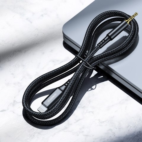 Kabel przewód audio AUX iPhone Lighting - mini jack 3.5mm 2 m - czarny Kabel przewód audio AUX iPhone Lighting - mini jack 3.5mm 2 m - czarny