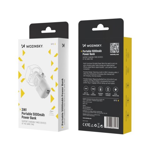 Mini powerbank 5000mAh 15W USB-C i ładowarką do Apple Watch - biały Mini powerbank 5000mAh 15W USB-C i ładowarką do Apple Watch - biały