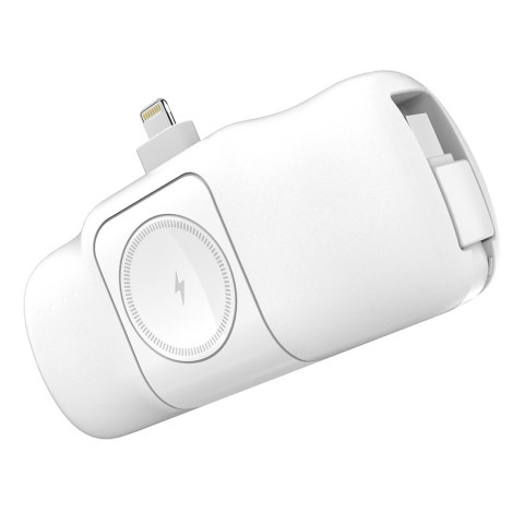 Mini powerbank 5000mAh 15W iPhone Lightning i ładowarką do Apple Watch - biały Mini powerbank 5000mAh 15W iPhone Lightning i ładowarką do Apple Watch - biały
