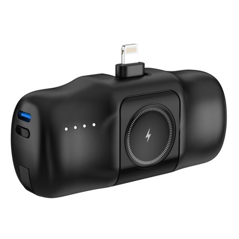 Mini powerbank 5000mAh 15W iPhone Lightning i ładowarką do Apple Watch - czarny Mini powerbank 5000mAh 15W iPhone Lightning i ładowarką do Apple Watch - czarny