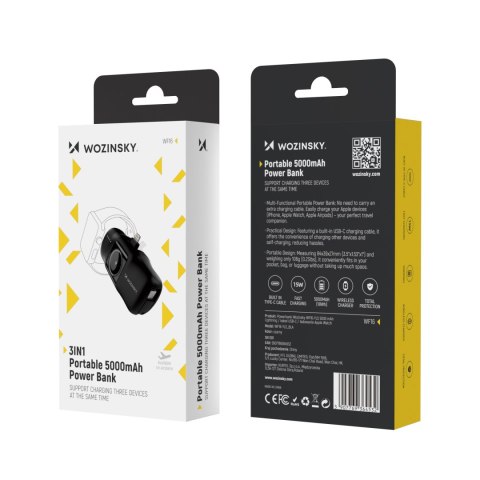 Mini powerbank 5000mAh 15W iPhone Lightning i ładowarką do Apple Watch - czarny Mini powerbank 5000mAh 15W iPhone Lightning i ładowarką do Apple Watch - czarny