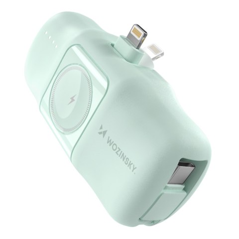 Mini powerbank 5000mAh 15W iPhone Lightning i ładowarką do Apple Watch - zielony Mini powerbank 5000mAh 15W iPhone Lightning i ładowarką do Apple Watch - zielony
