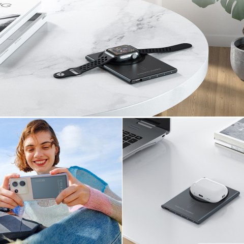 Powerbank indukcyjny 2000mAh super cienki 5W MagSafe Qi - czarny Powerbank indukcyjny 2000mAh super cienki 5W MagSafe Qi - czarny