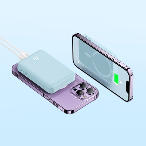 Powerbank indukcyjny Magnetic Mini 10000 mAh 20W + kabel USB-C - niebieski Powerbank indukcyjny Magnetic Mini 10000 mAh 20W + kabel USB-C - niebieski