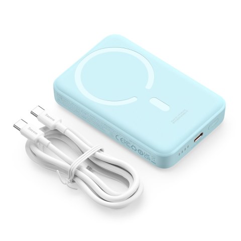 Powerbank indukcyjny Magnetic Mini 10000 mAh 30W + kabel USB-C - niebieski Powerbank indukcyjny Magnetic Mini 10000 mAh 30W + kabel USB-C - niebieski