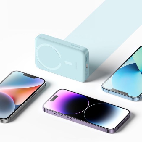 Powerbank indukcyjny Magnetic Mini 10000 mAh 30W + kabel USB-C - niebieski Powerbank indukcyjny Magnetic Mini 10000 mAh 30W + kabel USB-C - niebieski
