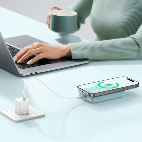 Powerbank indukcyjny Magnetic Mini 10000 mAh 30W + kabel USB-C - niebieski Powerbank indukcyjny Magnetic Mini 10000 mAh 30W + kabel USB-C - niebieski