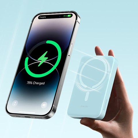 Powerbank indukcyjny Magnetic Mini 10000 mAh 30W + kabel USB-C - niebieski Powerbank indukcyjny Magnetic Mini 10000 mAh 30W + kabel USB-C - niebieski