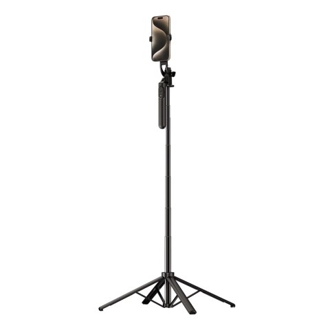 Selfie stick teleskopowy z pilotem statyw na telefon 1.75m aluminium - czarny Selfie stick teleskopowy z pilotem statyw na telefon 1.75m aluminium - czarny