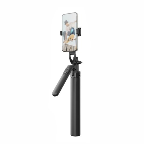 Selfie stick teleskopowy z pilotem statyw na telefon 1.75m aluminium - czarny Selfie stick teleskopowy z pilotem statyw na telefon 1.75m aluminium - czarny