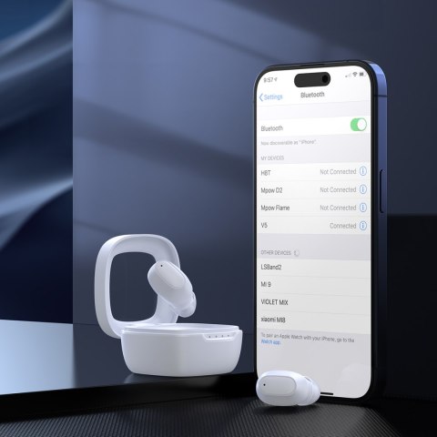 Słuchawki dokanałowe MEMS bezprzewodowe TWS Bluetooth 5.3 - białe Słuchawki dokanałowe MEMS bezprzewodowe TWS Bluetooth 5.3 - białe