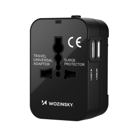 Adapter podróżny ładowarka uniwersalna 24W UE / US / AUS / UK / 2x USB-A - czarny Adapter podróżny ładowarka uniwersalna 24W UE / US / AUS / UK / 2x USB-A - czarny