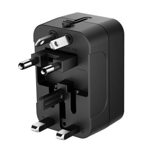 Adapter podróżny ładowarka uniwersalna 24W UE / US / AUS / UK / 2x USB-A - czarny Adapter podróżny ładowarka uniwersalna 24W UE / US / AUS / UK / 2x USB-A - czarny