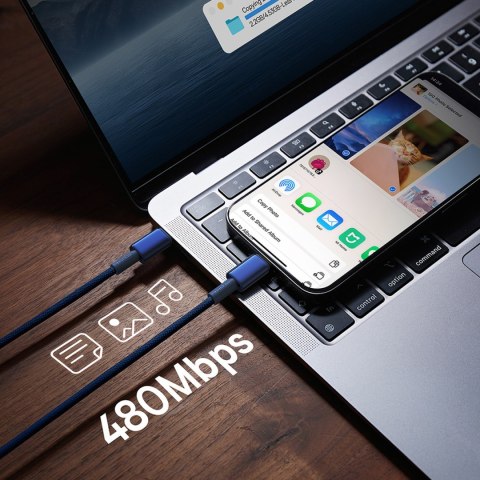 Kabel przewód Tungsten Gold USB-C - USB-C 100W 2m - granatowy Kabel przewód Tungsten Gold USB-C - USB-C 100W 2m - granatowy