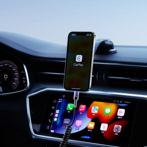 Kabel przewód spiralny USB-C - iPhone Lightning Crystal-Clear Series 30W 1.5m - czarny Kabel przewód spiralny USB-C - iPhone Lightning Crystal-Clear Series 30W 1.5m - czarny