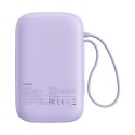 Power bank 10000mAh QPow 2 30W z wbudowanymi kablami USB-C - fioletowy