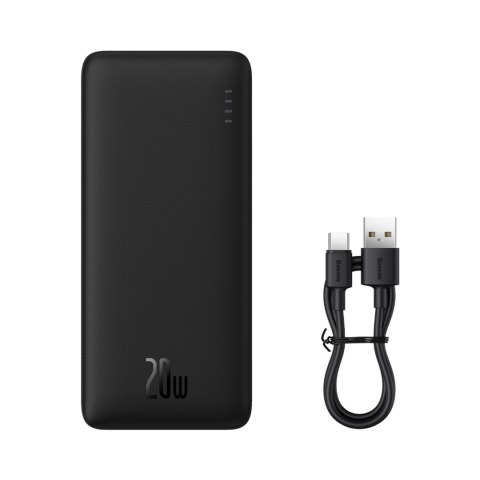 Powerbank Airpow 20W 10000mAh z kablem USB-A - USB-C 30cm - czarny Powerbank Airpow 20W 10000mAh z kablem USB-A - USB-C 30cm - czarny