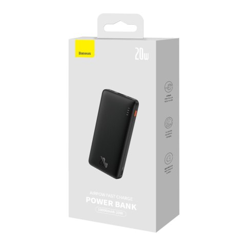 Powerbank Airpow 20W 10000mAh z kablem USB-A - USB-C 30cm - czarny Powerbank Airpow 20W 10000mAh z kablem USB-A - USB-C 30cm - czarny