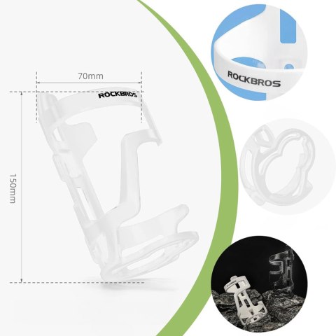 Uchwyt rowerowy z poliwęglanu na butelkę bidon śr. 51-73 mm - biały