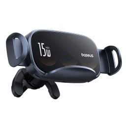 Uchwyt samochodowy na kratkę z ładowarką indukcyjną z potrójną cewką - czarny