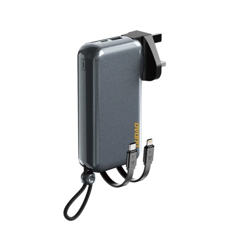 2w1 Ładowarka sieciowa UK US EU + powerbank 10000mAh USB-C USB-A - szara 2w1 Ładowarka sieciowa UK US EU + powerbank 10000mAh USB-C USB-A - szara