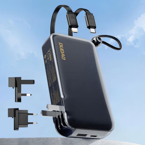 2w1 Ładowarka sieciowa UK US EU + powerbank 10000mAh USB-C USB-A - szara 2w1 Ładowarka sieciowa UK US EU + powerbank 10000mAh USB-C USB-A - szara