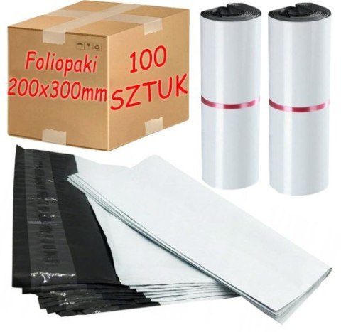 Foliopaki Kurierskie Białe 200x300mm - 100 szt. Foliopaki Kurierskie Białe 200x300mm - 100 szt.