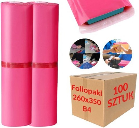 Foliopaki Kurierskie Różowe B4 260x350mm - 100 szt. Foliopaki Kurierskie Różowe B4 260x350mm - 100 szt.