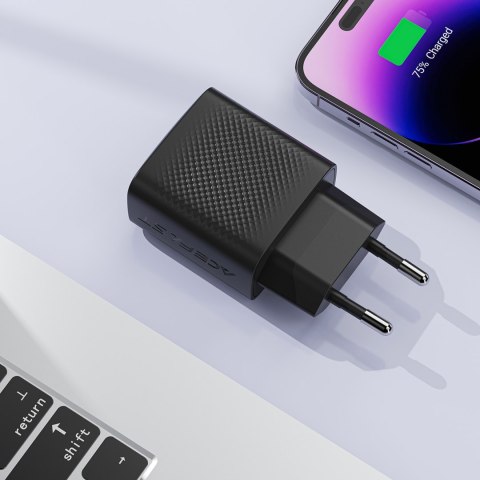 Ładowarka sieciowa A104 GaN USB-C PD SFC 25W - czarna