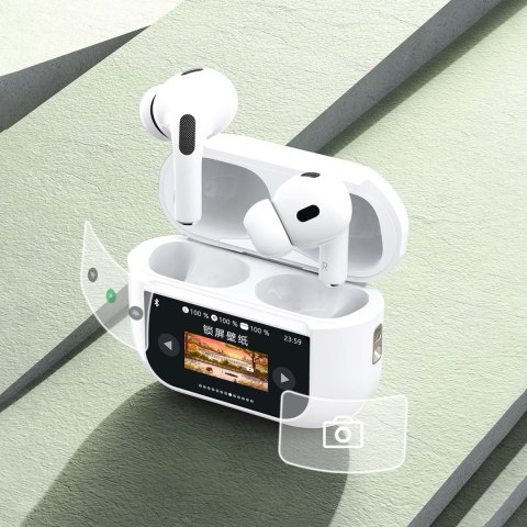 Słuchawki U19 douszne TWS bezprzewodowe Bluetooth 5.3 z wyświetlaczem LED - białe Słuchawki U19 douszne TWS bezprzewodowe Bluetooth 5.3 z wyświetlaczem LED - białe