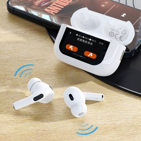 Słuchawki U19 douszne TWS bezprzewodowe Bluetooth 5.3 z wyświetlaczem LED - białe Słuchawki U19 douszne TWS bezprzewodowe Bluetooth 5.3 z wyświetlaczem LED - białe