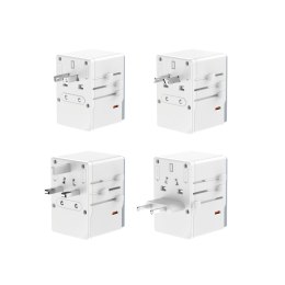 Uniwersalna ładowarka adapter podróżny 35W EU / UK / AUS / US / JP 3x USB-C 2x USB-A - biały