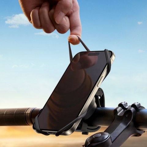Uchwyt gumowy na telefon na kierownicę na rower motocykl zaciskowy - czarny Uchwyt gumowy na telefon na kierownicę na rower motocykl zaciskowy - czarny
