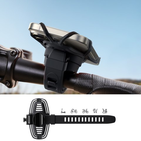 Uchwyt gumowy na telefon na kierownicę na rower motocykl zaciskowy - czarny Uchwyt gumowy na telefon na kierownicę na rower motocykl zaciskowy - czarny