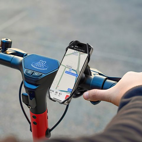 Uchwyt gumowy na telefon na kierownicę na rower motocykl zaciskowy - czarny Uchwyt gumowy na telefon na kierownicę na rower motocykl zaciskowy - czarny