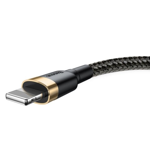 Wytrzymały nylonowy kabel przewód USB Iphone Lightning QC3.0 2A 3M czarno-złoty Wytrzymały nylonowy kabel przewód USB Iphone Lightning QC3.0 2A 3M czarno-złoty