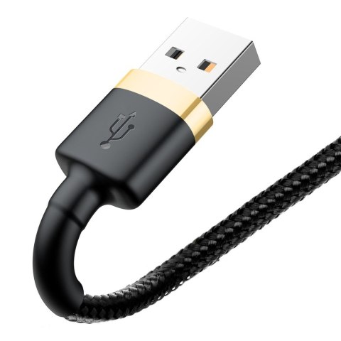 Wytrzymały nylonowy kabel przewód USB Iphone Lightning QC3.0 2A 3M czarno-złoty Wytrzymały nylonowy kabel przewód USB Iphone Lightning QC3.0 2A 3M czarno-złoty